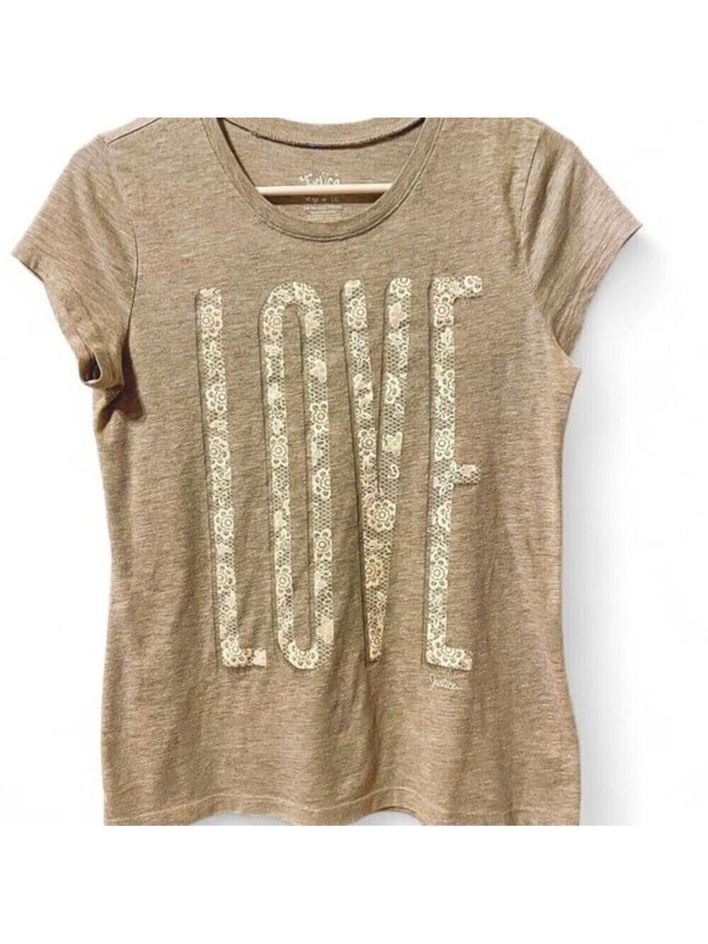 Justice Gray Love T-Shirt Size 16
